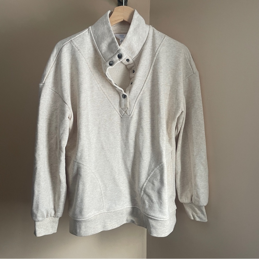 Time and Tru Cream Quarter Snap Neck Sweater